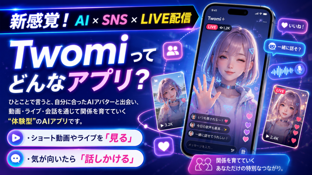 新感覚！AI×SNS×LIVE配信アプリ Twomi（トゥオミ）とは